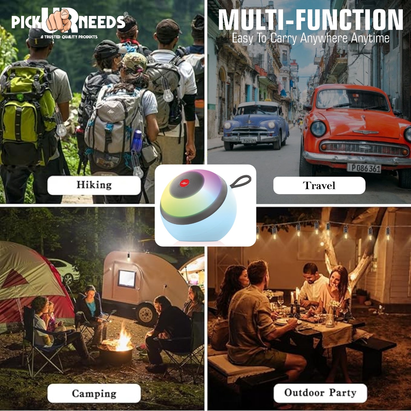 Pick Ur Needs Compact Rechargebale Wireless Speaker, RGB LED, 5W Bluetooth Speaker  (Blue)